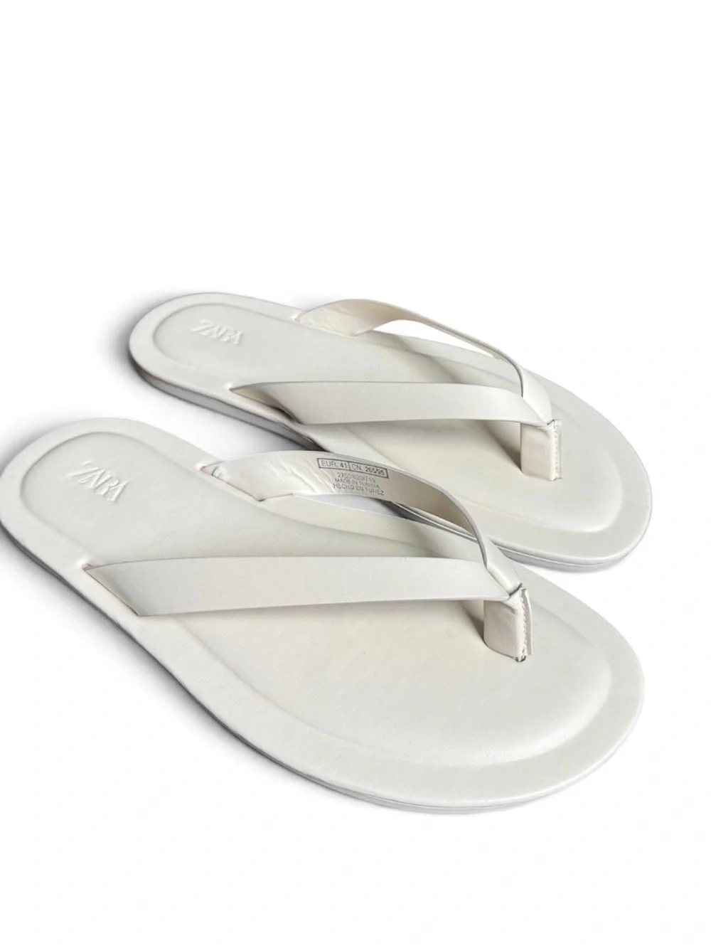 ZARA Off White Minimalist Flip Flop Sandals